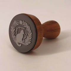 Ex-libris stamp, cat, vegetation