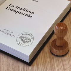 Ex-libris stamp, open book