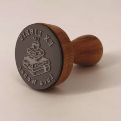 Stamp Ex-libris pile of coffee books