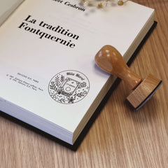 Ex-libris stamp, flowery book