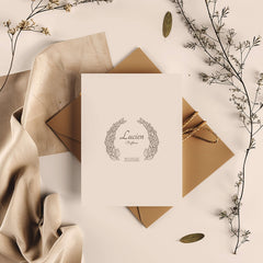 Baptism stamp with a wreath of leaves