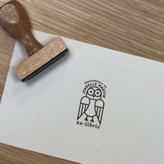 Geometric owl bookplate stamp