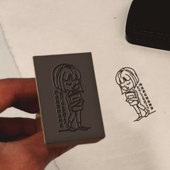 Ex-Libris stamp, girl drawing