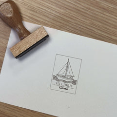 Ex-libris stamp - cat with sail