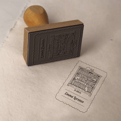 Library cat bookplate stamp