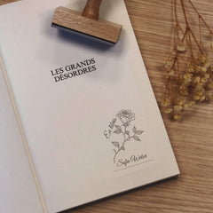 Ex-libris stamp with rose design