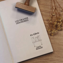 Ex-libris stamp, antique shelf