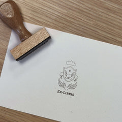 Ex-libris stamp with a revisited coat of arms