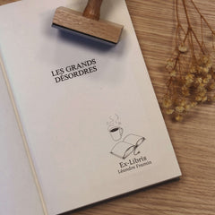 Stamp Ex-libris coffee break reading