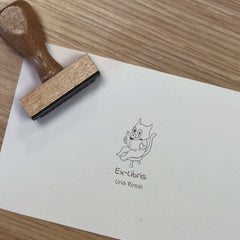 Ex-libris stamp: cat on stool