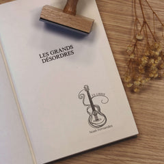 Ex-libris guitar stamp with wire