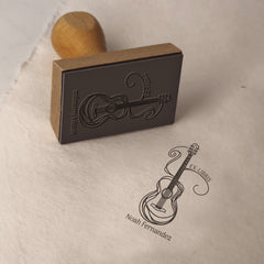 Ex-libris guitar stamp with wire