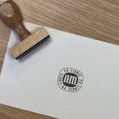 Ex-libris stamp with Gothic initials