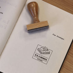 Ex-libris stamp, book, cat's nap