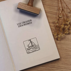 Ex-libris stamp: cat in water