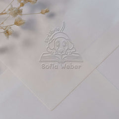 Bookplate dog on book