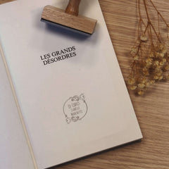 Ex-libris stamp with circle and rose ornaments