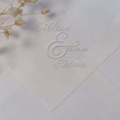 Wedding embosser with names and date